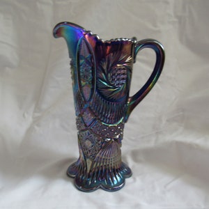 Blue Carnival Pitcher Fenton Sunburst Ewer #86667NK