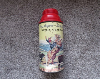 ROY ROGERS and DALE Evans metal Thermos Double R Ranch 1950's