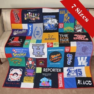 Custom Tshirt Quilt Memory Blanket Handmade Creation Personalized Graduation Keepsake Gift Men Memorial Shirt Throw College Jersey Bedding Sports Clothing Comforter Preserve Cherished Memories Sentimental Value Family Heirloom Quality