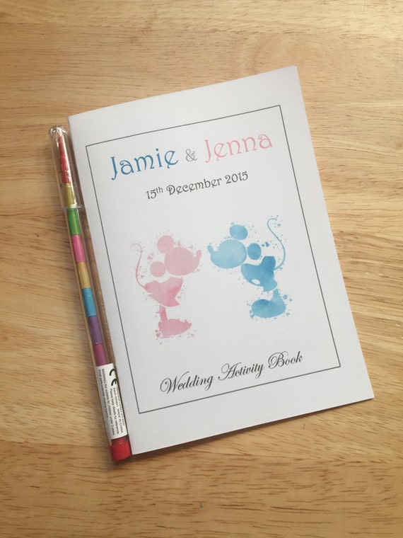 Personalised Disney Vintage Childrens Kids Wedding Favour Activity Pack Book