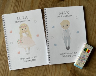 A5 Handmade Personalised children's kids wedding activity pack  - Blonde hair guests