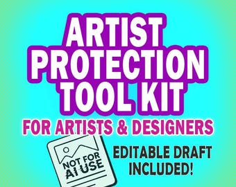 Artist Copyright Protection Kit | No AI Watermarks & Disclaimers | Digital Art Security Bundle | Photoshop Brushes
