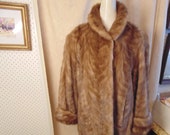 Vintage Mink Brown fur 3 4 Length Coat, Has Pockets Med 3878