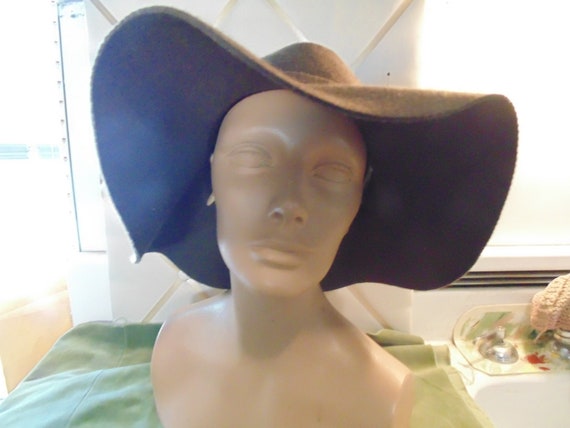 Vintage Brown Felt Hat 4" Brim.HM Coachelia  #9313 - image 1