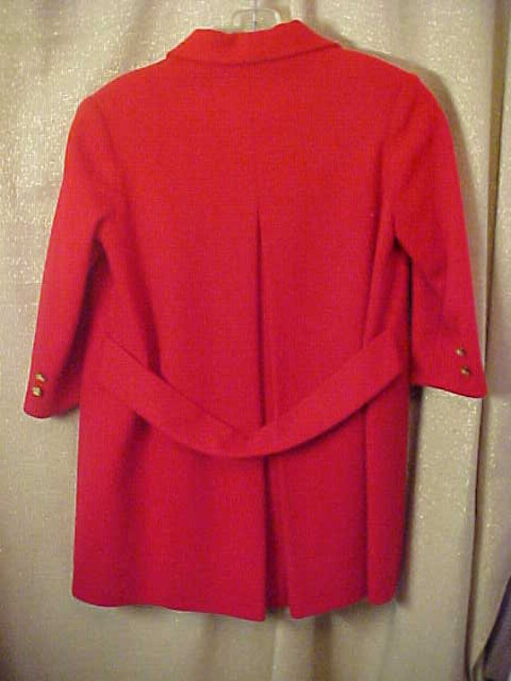 Vintage 1940s Childs Red Wool Coat, Belt in back.… - image 2