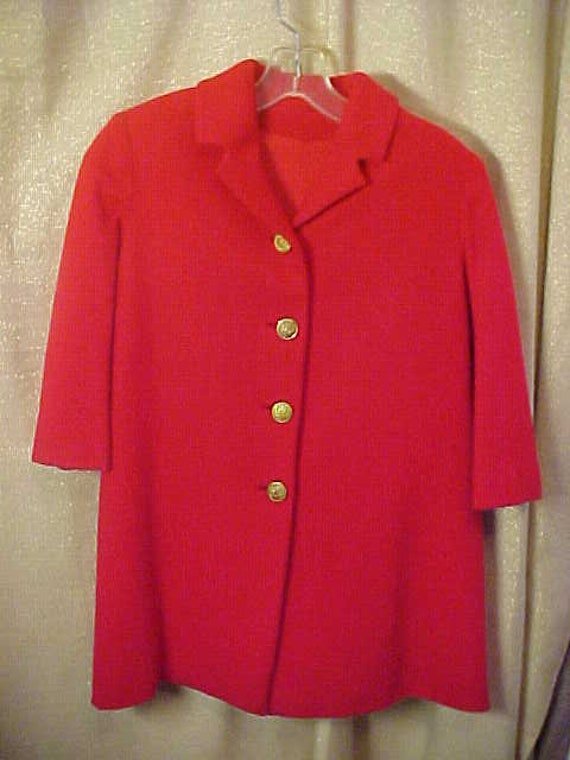 Vintage 1940s Childs Red Wool Coat, Belt in back.… - image 1