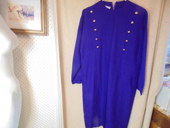 Vintage Adele Simpson Blue Linen Dress, #4028