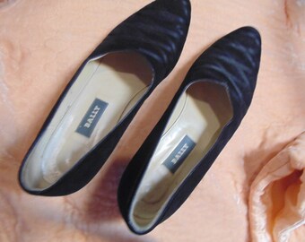 Hecho en Italia Zapatos Zapatos para mujer Zapatos sin cordones Vintage negro ante planos porBally 9M #9225 