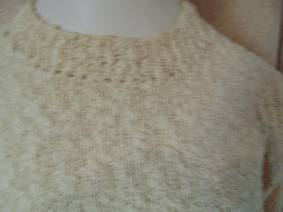 Vintage Hand Knit Off White Dress.  S/M. #6092 - image 2