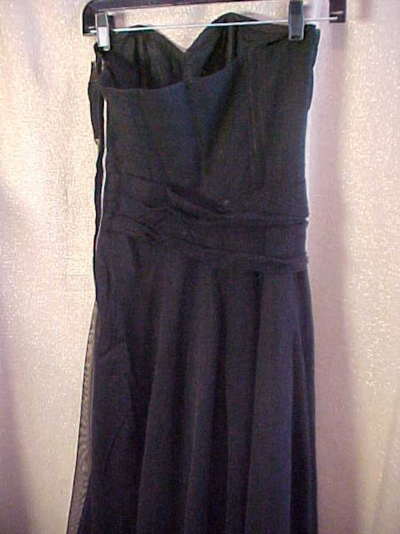 Vintage 1950s Black Sheer Strapless Dress,Circle … - image 1