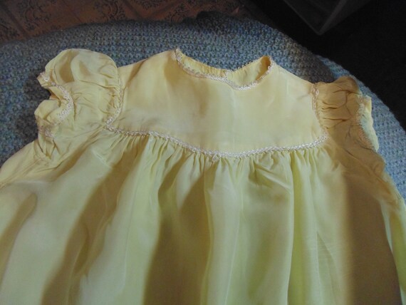 Vintage Babies 30s  Yellow Rayon Dress, Small Len… - image 2