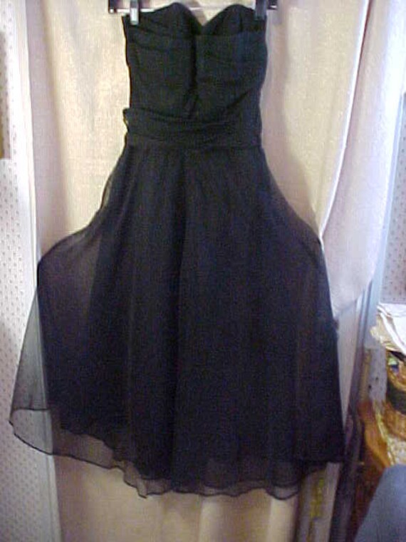 Vintage 1950s Black Sheer Strapless Dress,Circle … - image 4