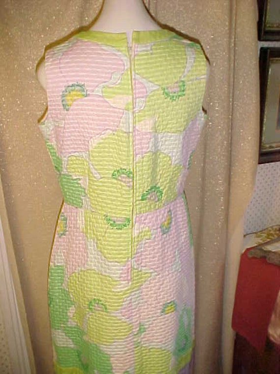 Vintage Green & Pink Bold Print 1950s Dress,, Zip… - image 3