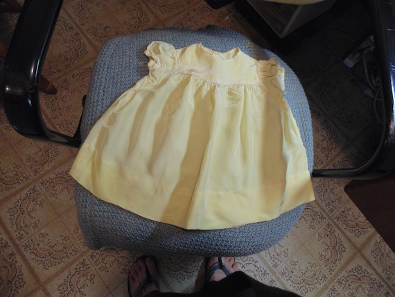 Vintage Babies 30s  Yellow Rayon Dress, Small Len… - image 1
