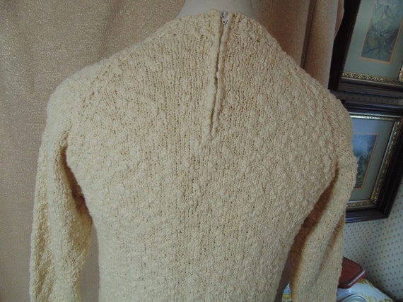 Vintage Hand Knit Off White Dress.  S/M. #6092 - image 3