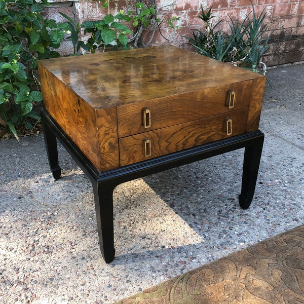 Beautiful Vintage Burl Wood Accent Asian Accent of End Table by Hekman