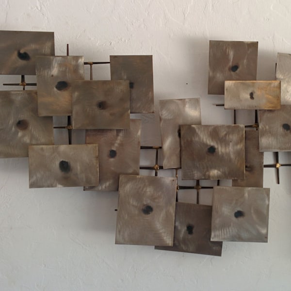 C. Jere styled brutalist nail art wall sculpture