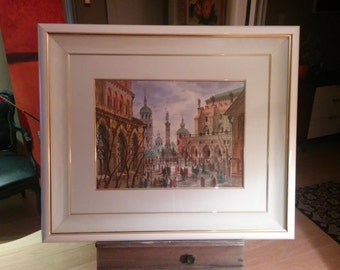 Original Anton Krasnyansky signed watercolor titled "Streets of Rome"