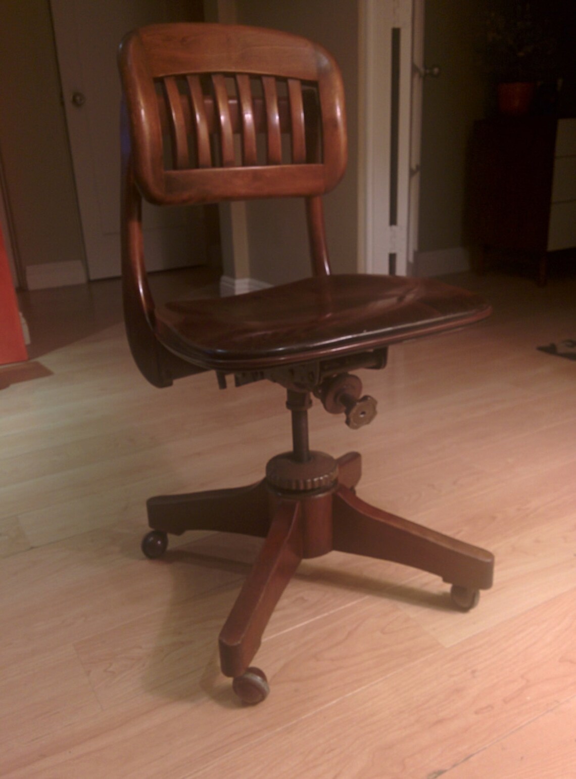 Antique swivel Sikes of Buffalo walnut office chair 1930s Etsy