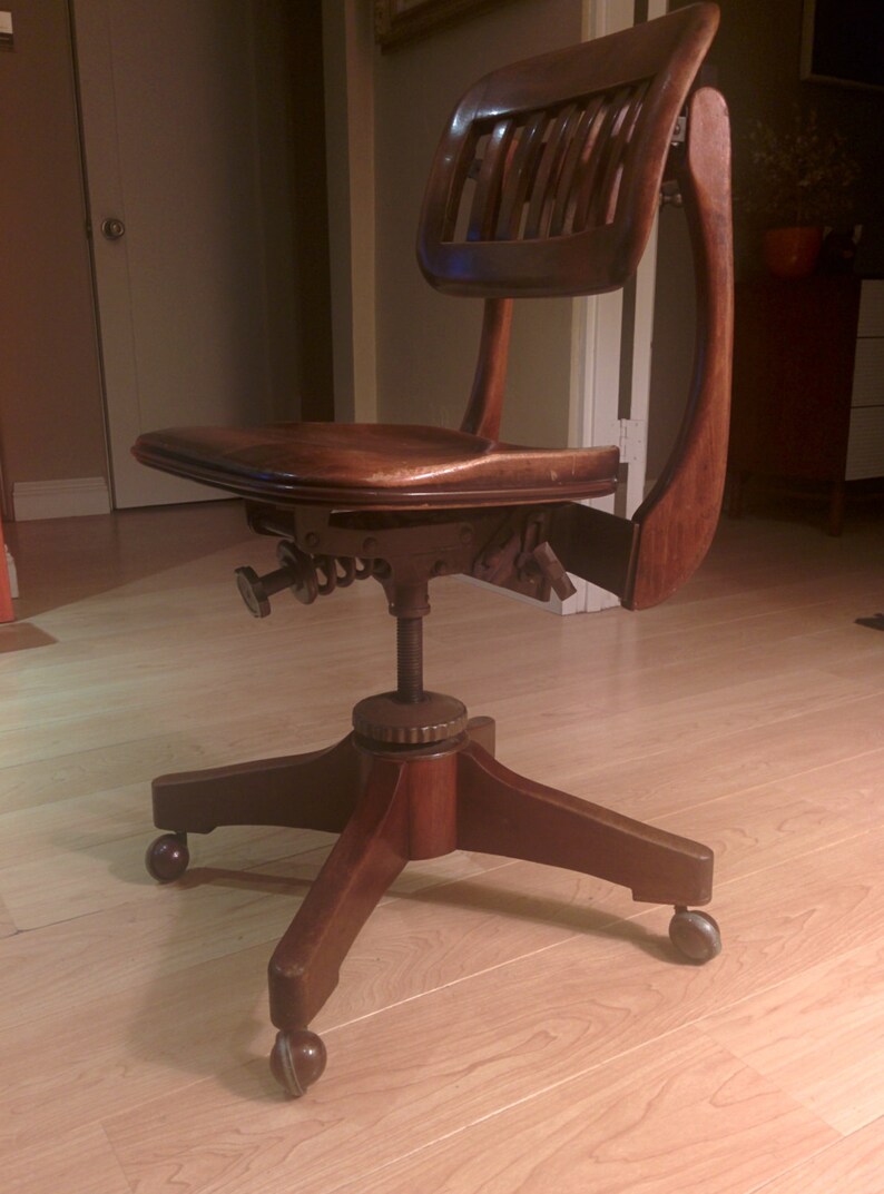 Antique swivel Sikes of Buffalo walnut office chair 1930s | Etsy