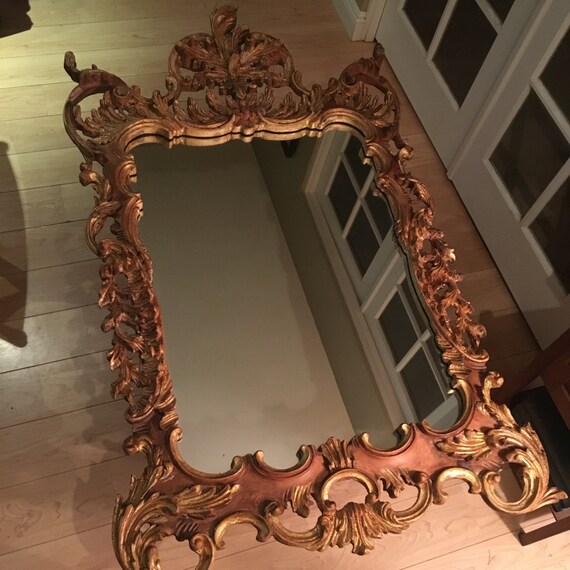 Epic Vintage Rococo La Barge Mirror With Distressed Gold Leaf Image 0