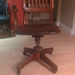 Antique swivel Sikes of Buffalo walnut office chair 1930s | Etsy
