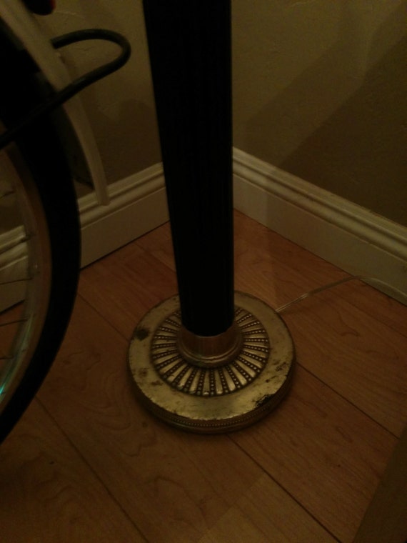 Vintage Art Deco Inspired Black Column Floor Lamp Shade Not
