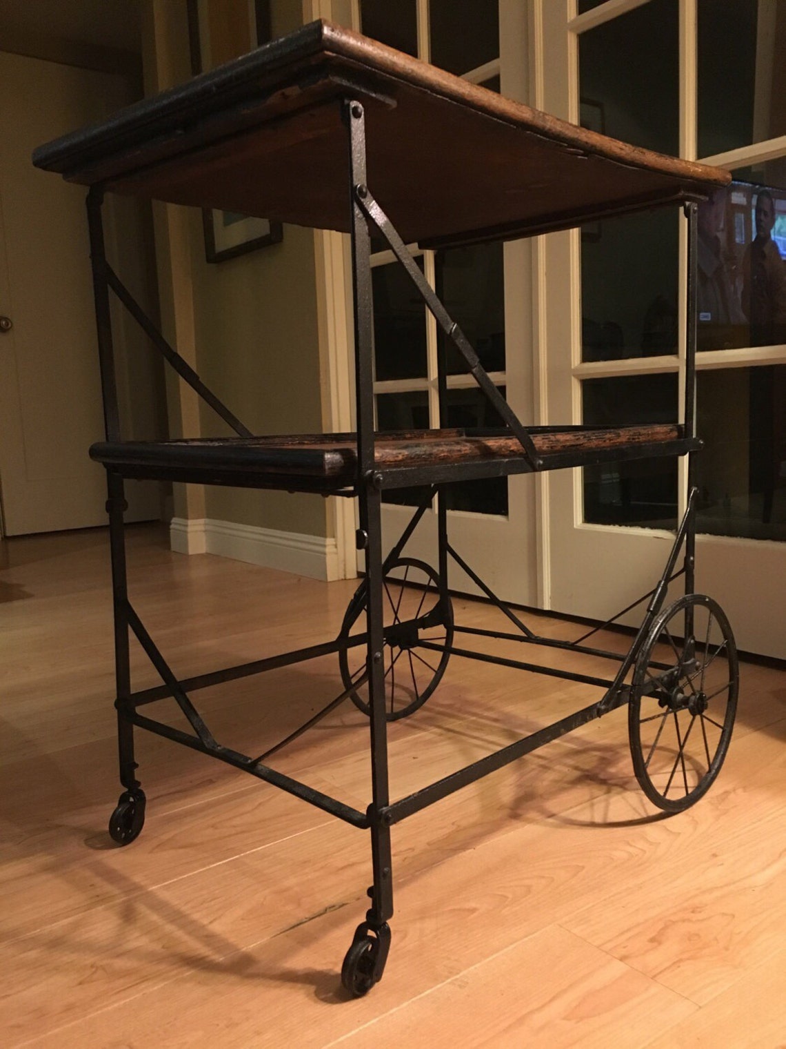 Antique French Oak and Iron Bar Serving Cart Late 1800s Early Etsy