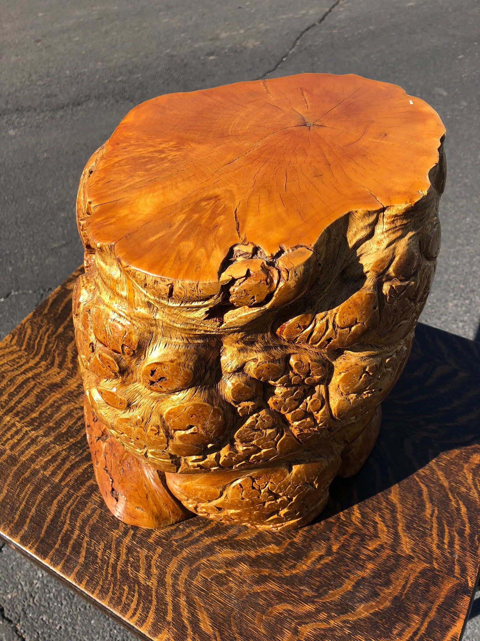 Vintage Solid Burl Wood Stump Stool or Low Table - Etsy