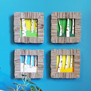 Arte de cartón tallado a mano reutilizado / Four Seasons Forest Shadowbox / Nature Theme Home Decor / Arte de pared sostenible hecho a mano