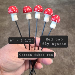Hand-Painted Wooden Mushroom Plant Stake, Cottagecore Indoor Decor Rot