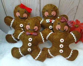 Felt Gingerbread Man/Woman Decor: Christmas Tiered Tray Basket Filler