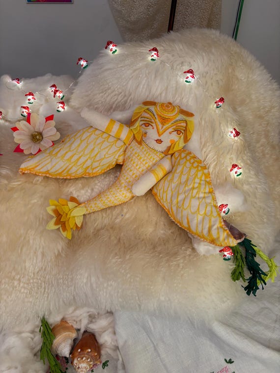Handmade Angel Ragdoll: Wool-Filled Nursery Decor Toy