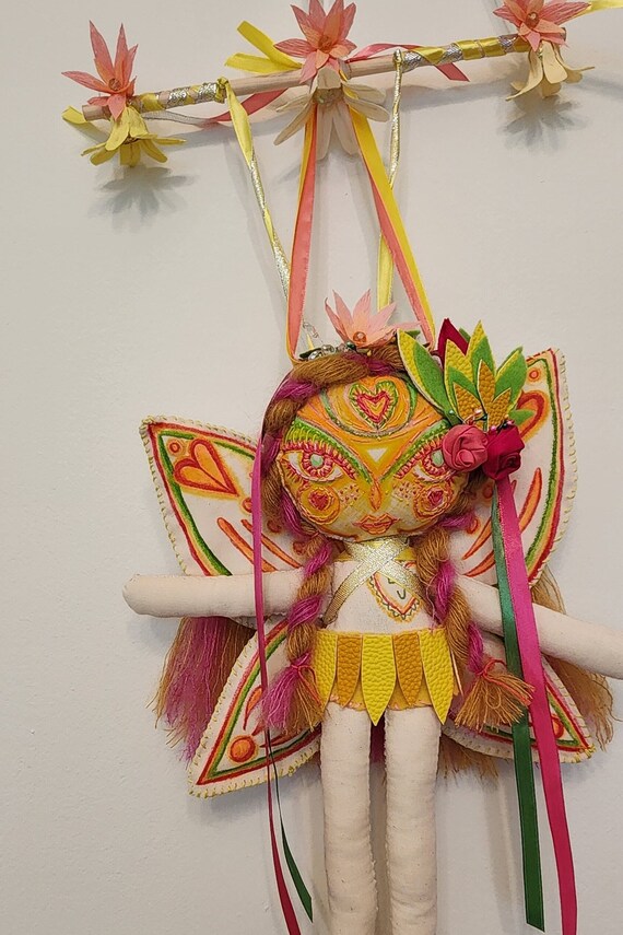 Handmade Fairy Rag Doll: Soft Organic Fabric, Girl's Room Decoration
