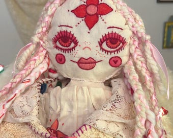 Handmade Root Chakra Ragdoll: Soft Natural Fiber Toy