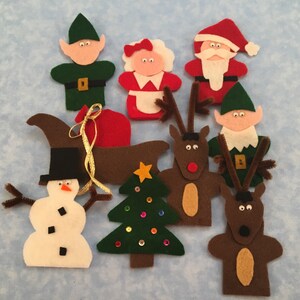 Finger Puppet Patterns - Christmas with Santa Characters - PDF File Only