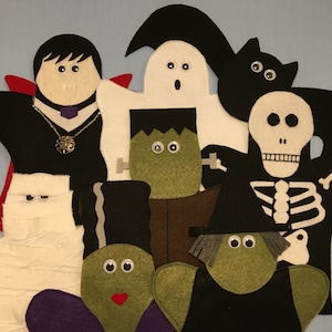Hand Puppet Fun with Halloween Characters and a Bat