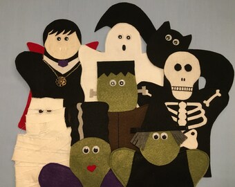 Hand Puppet Fun with Halloween Characters and a Bat