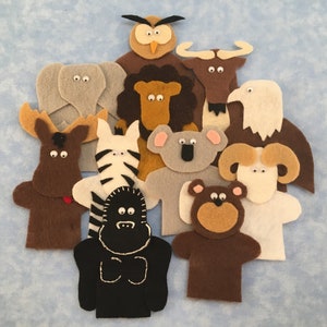 Finger Puppet Patterns - Zoo Animals #1 (12) - PDF File Only
