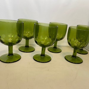 Bartlett Thumbprint Green Goblets (6)