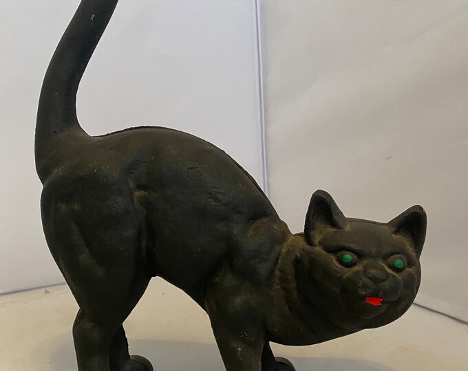 Cast Iron Black Cat Door Stop Etsy