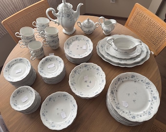 90 Piece Johann Haviland Bavaria Blue Floral China Set - Made in Germany