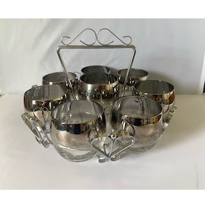 MCM Dorothy Thorpe Style Silver Fade Roly Poly Glasses with Heart Chrome Carrier