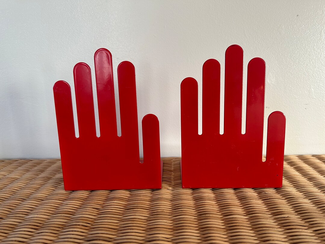 Vintage Red Metal Hand Bookends Etsy