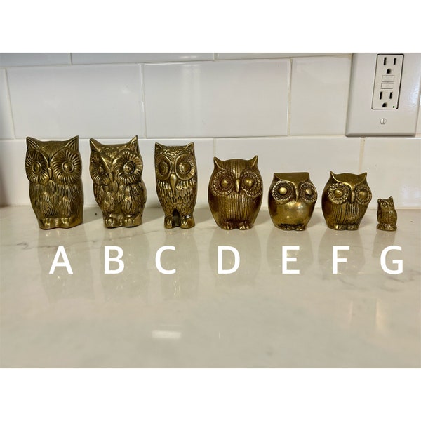 Vintage Solid Brass Owl Figurines (Sold by the Piece)