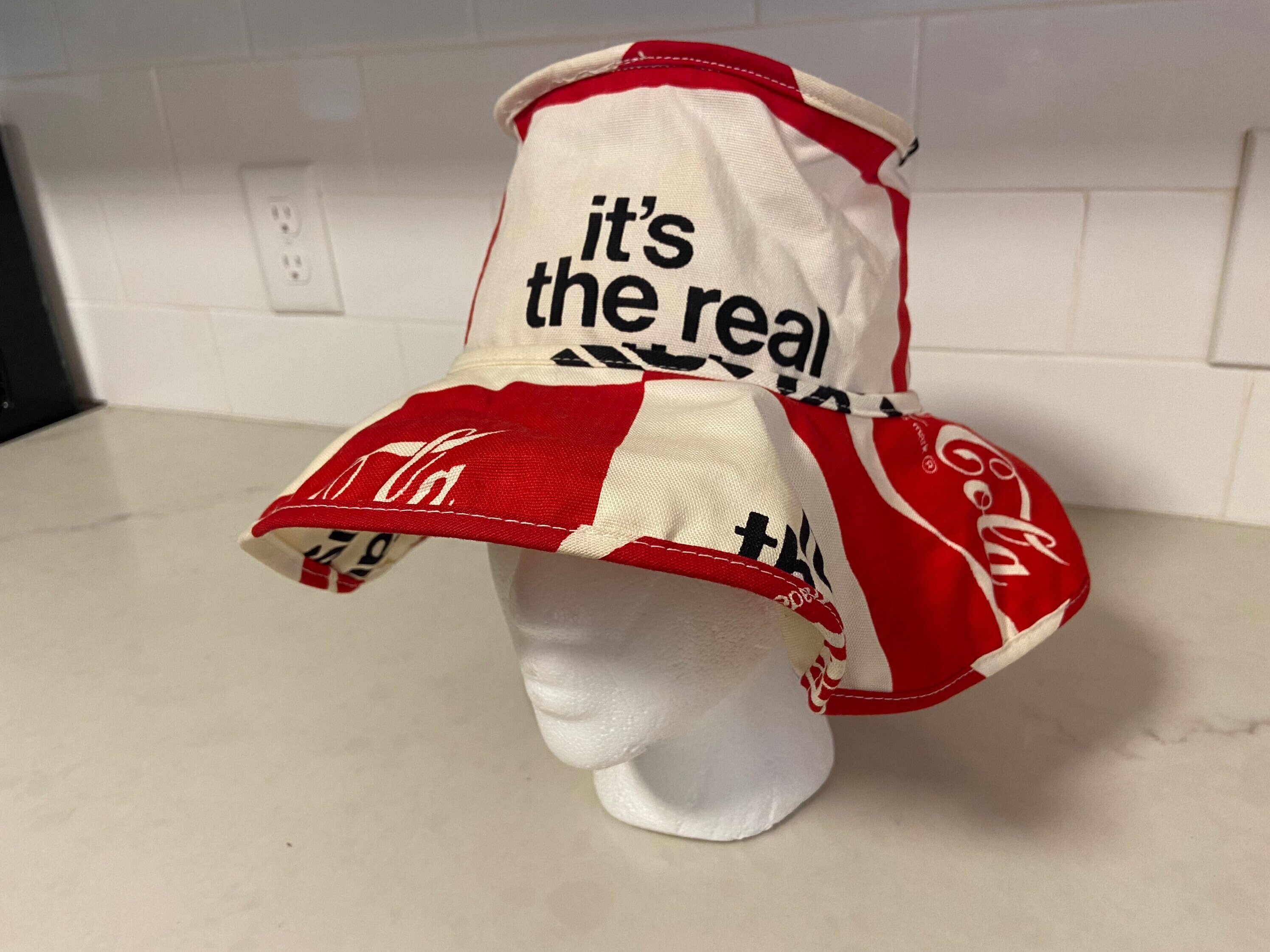 Vintage Coca Cola Sun Hat, Bucket Hat, Beach Hat It display picture 2