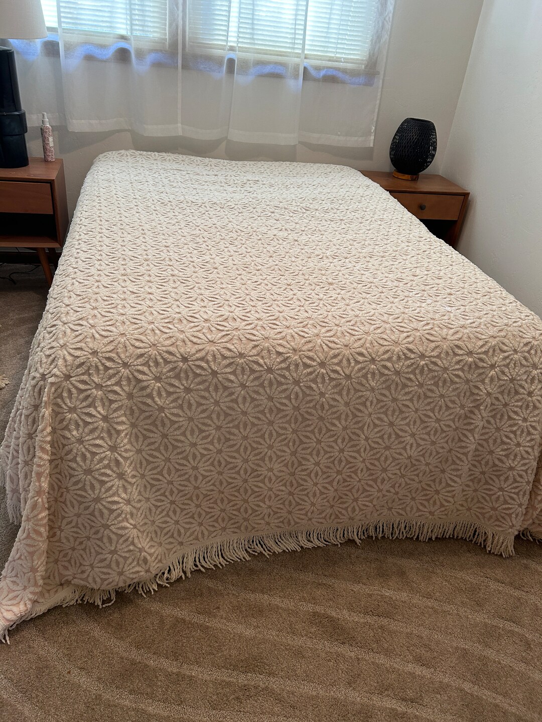 Vintage Pink Chenille Bedspread Full/queen Etsy