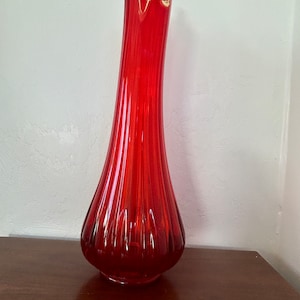 Huge Mid Century Red Swung Vase - 21” Tall