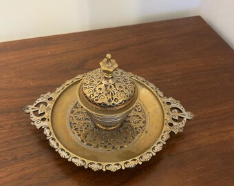 Antique Victorian Brass Inkwell
