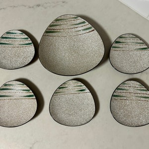 Mid Century Speckled Triangle-Shaped Plates / Bowls - Splatter Textured Ceramic